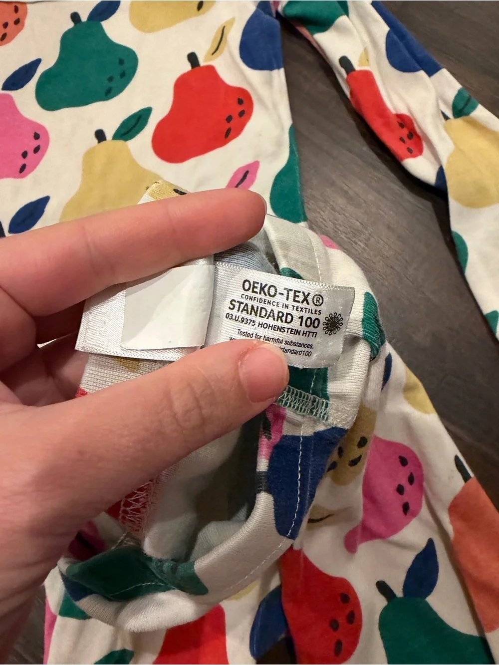 Hanna Andersson Girls Pajamas 6-7 Pear Print Organic Cotton Long Johns